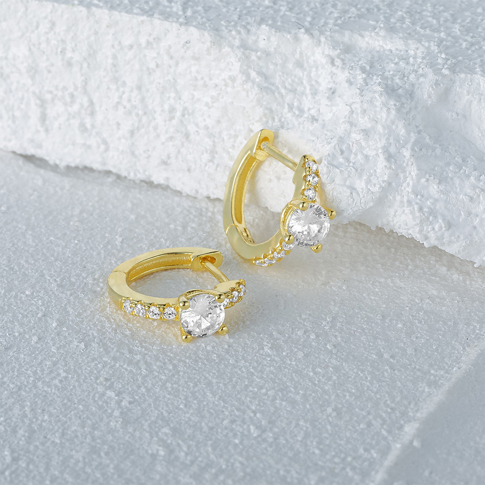 Hoop Earrings Classification 1 Pair 925 Sterling Silver Zircon Jewelry Hoop Earrings
