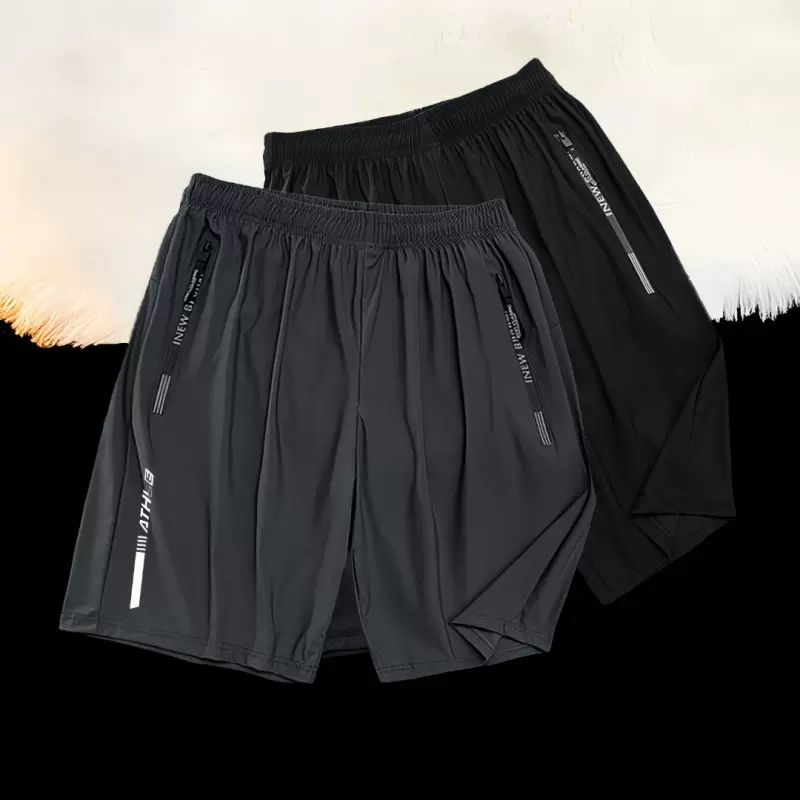 高弹锦纶冰丝短裤男士夏季大码宽松速干五分休闲运动裤透气沙滩裤