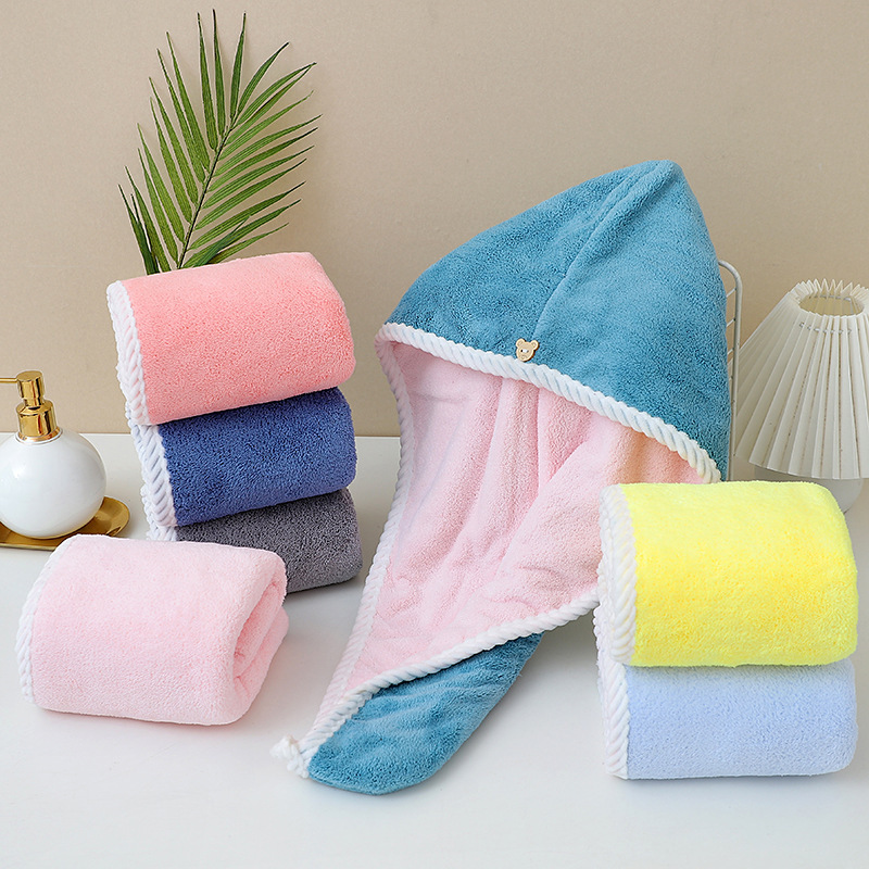 two-color coral velvet hair towel