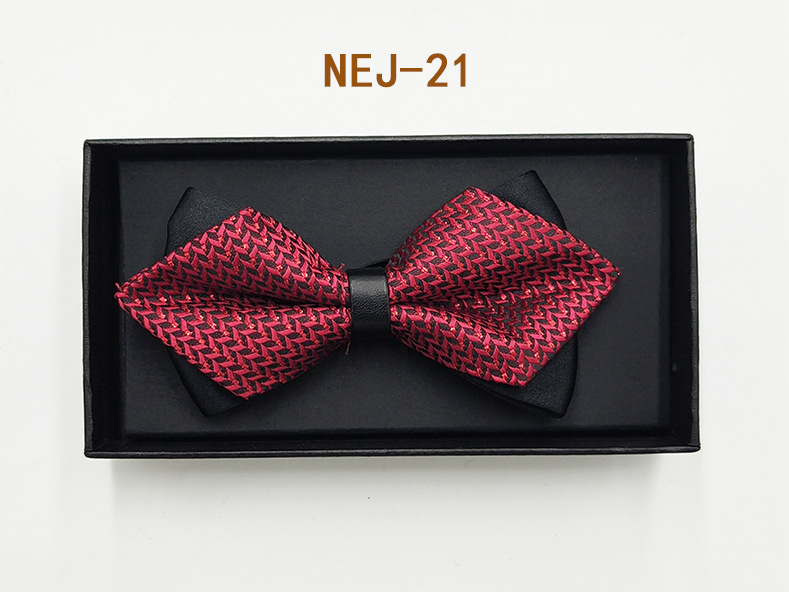 Pajarita negra de color sólido para hombre Boda británica Boda novio padrino traje camisa arco caja de regalo embalaje