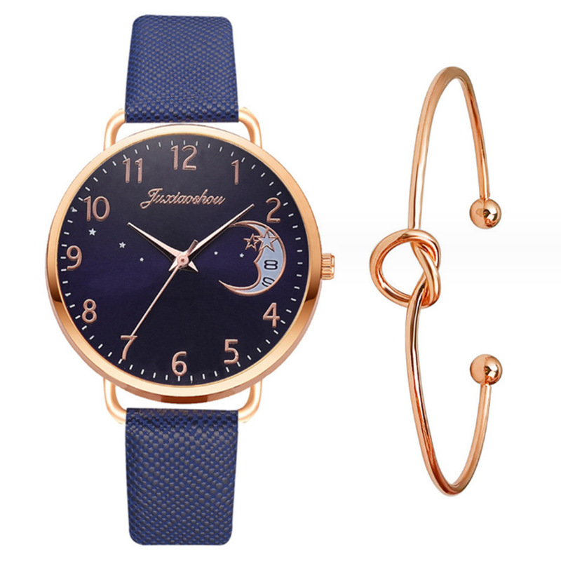 hot products Star Moon pattern Women's Watch simple belt student bracelet suit watch_voghion.com