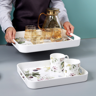 Melamine Tray Rectangular Handle Household Water Cup Storage Kitchen Tableware Tea Tray Living Room Tea Cup Tray Field