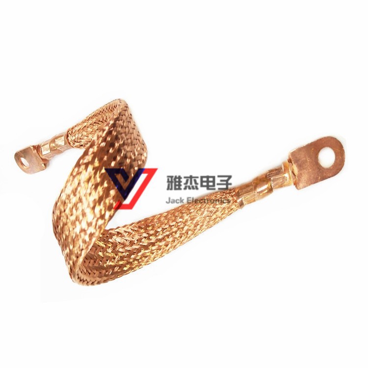 防雷铜导线T2铜导电带紫铜编织软连接 法兰跨接线 桥架接地线