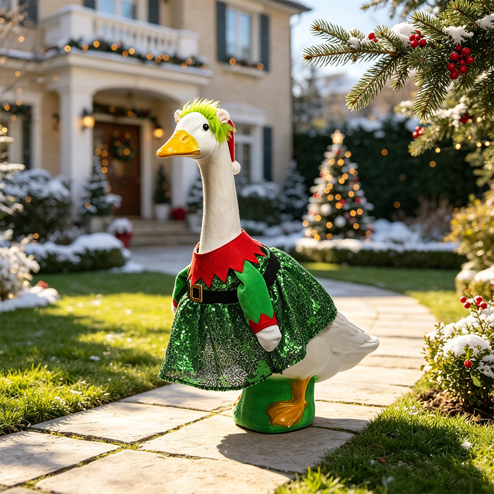 Classic Christmas Santa Gown & Pompom Hat Goose Outfit