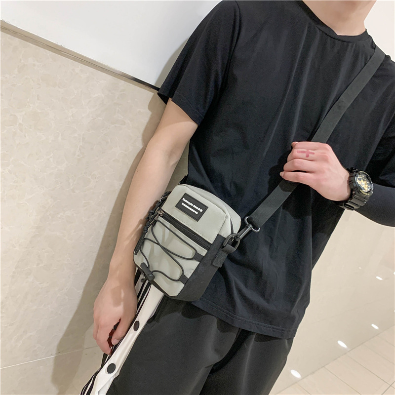 67g Weight Zipper Closure Type Single Shoulder Strap Strap Type Crossbody Bag Bags Type Nylon Material Letter Pattern Streetwear Style Square Shape Khaki, Light Grey, White, Black Color Small Size Small Nylon Letter Streetwear Square Zipper Crossbody Bag 65