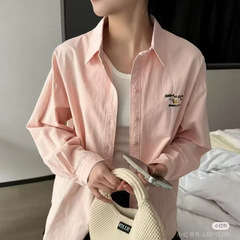 2025秋季新款胖MM宽松显瘦腊肠狗长袖小清新纯棉衬衫上衣外套女潮