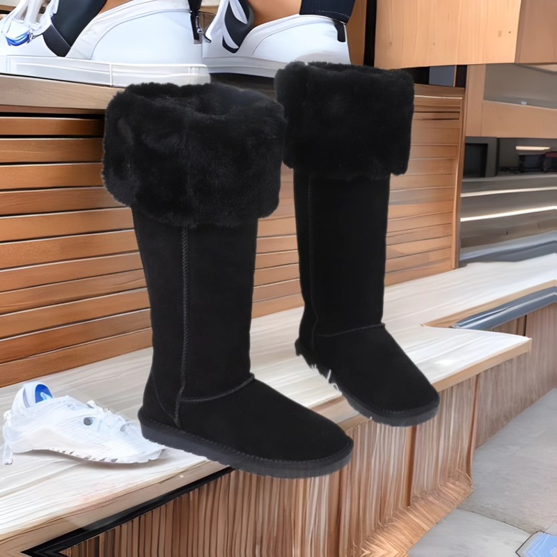 Libro rojo 2024 nuevo sobre la rodilla de alto cilindro Qian Songyi botas de nieve piel en una mujer invierno cálido alto algodón de nieve