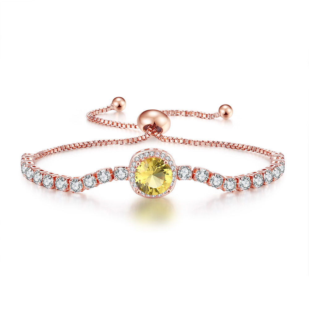 Bracciale a catena con pietra di nascita in zircone per donna_voghion.com