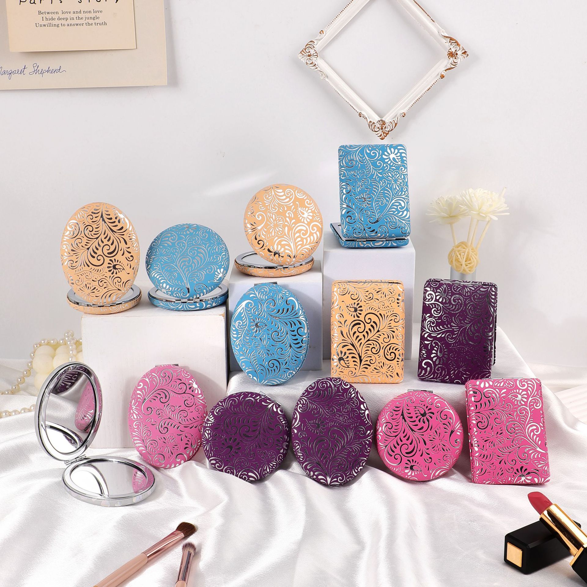 Espejo de pan macarón espejo de doble cara espejo HD para dibujar regalos de cuero personalizados regalos personalizados