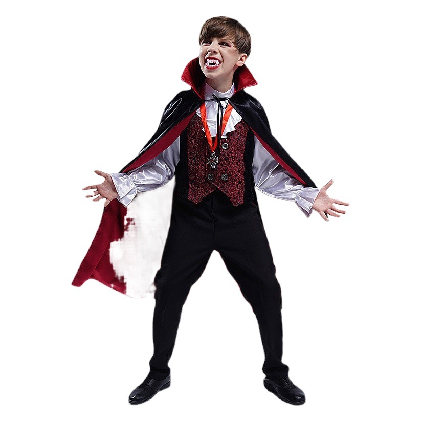 Los niños de Halloween vampiro traje pequeño niño vampiro papel juego de la etapa