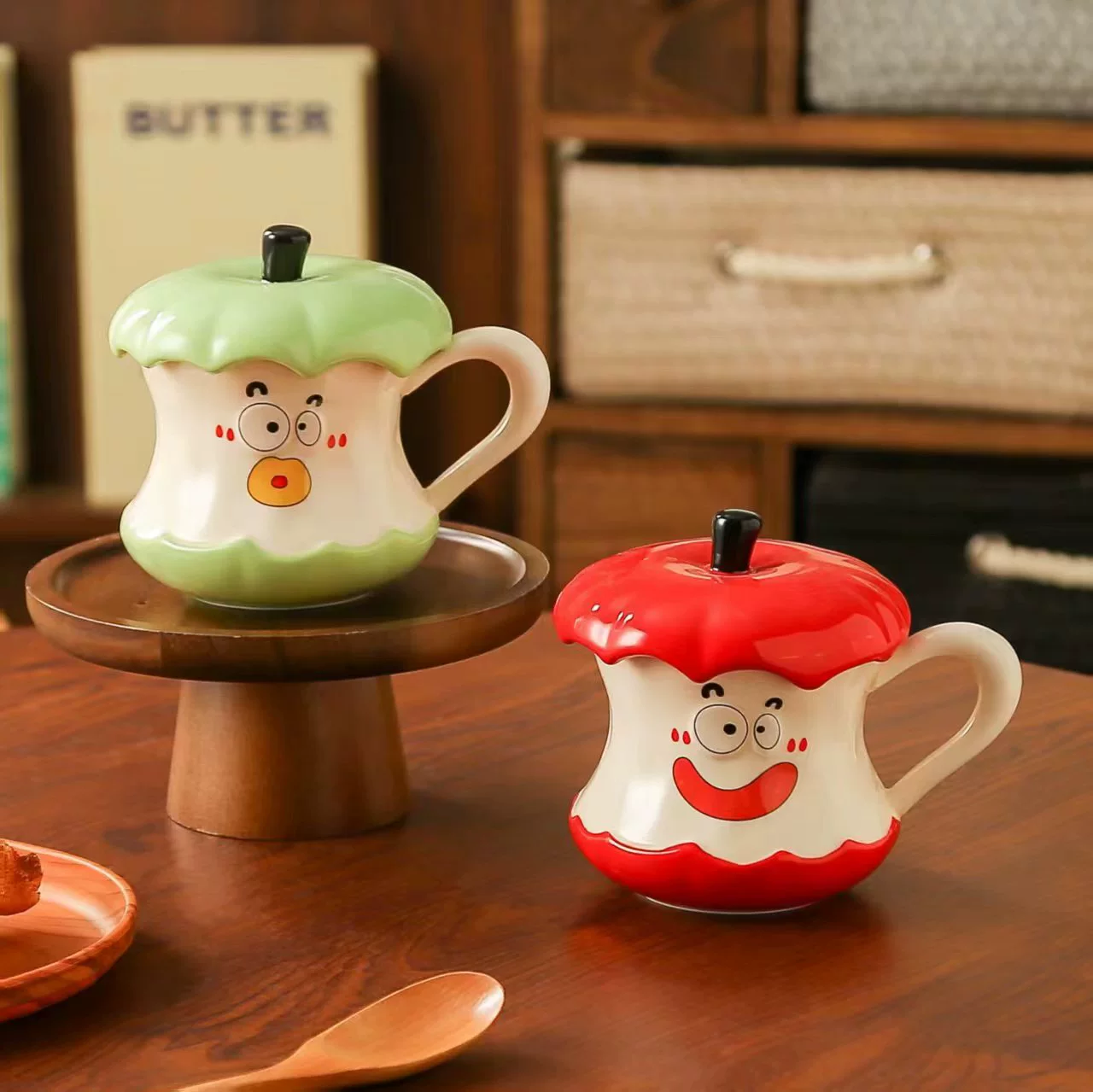 Apple, creative retro high quality coffee glass cover, internet celebrity