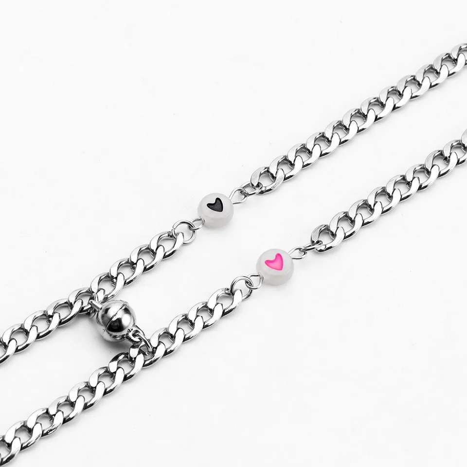 Simple Style Streetwear Heart Shape Alloy Couple Bracelets display picture 5