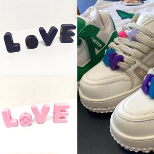 Sneakers Casual Shoes Shoelace Decorative Letter Jewelry White Shoes Popular with Plastic Shoe Buckle Factory Straight Hair Accessories