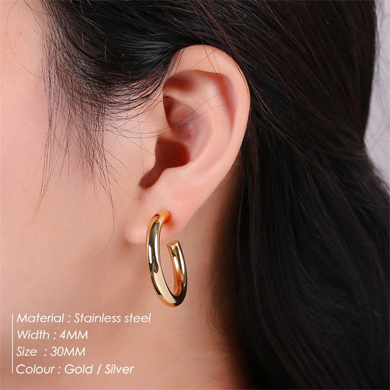 Fashion Geometric Stainless Steel Hoop Earrings Plating Stainless Steel Earrings