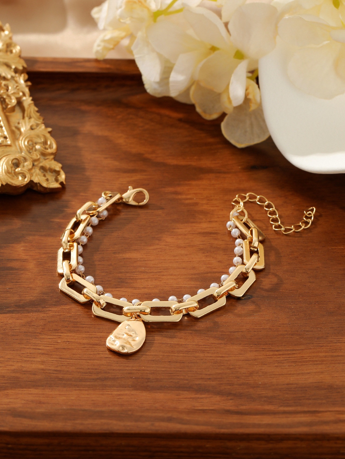 Daily Occasion Casual Simple Style Geometric 304 Stainless Steel Artificial Pearl Wholesale Bracelets