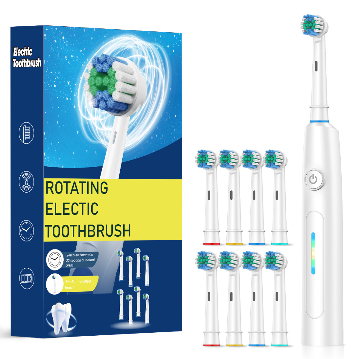 Spazzolino elettrico con testina rotante 3D, dispositivo automatico sonico impermeabile per la casa intelligente per la cura personale_voghion.com