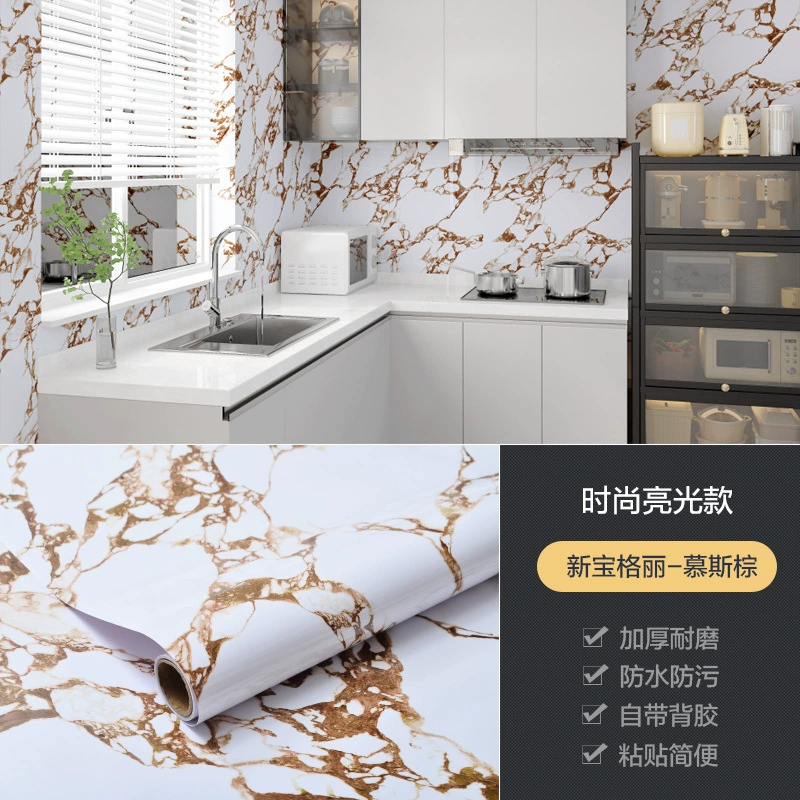 Self-adhesive Marble Vinyl Sticker Roll, Waterproof & Heat‑Resistant, Widths 40–120 cm