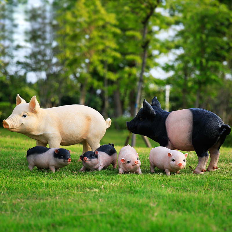 批发仿真小猪玻璃钢工艺摆件动物雕塑十二生肖猪摆设户外花园景观