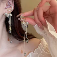 Diamond Moon Star цепочка кисточка зажим для ушей ниша без ушей ушной зажим темперамент легкие роскошные новые серьги