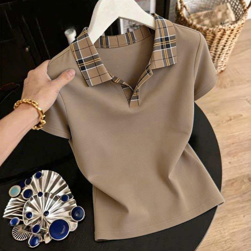 High-Quality Pure Cotton Polo Shirt T-Shirt for Women 2025 New Summer Loose Slimming Short-Sleeved Mother's Wear Collared Top High-Quality Pure Cotton Polo Shirt T-Shirt for Women 2025 New Summer Loose Slimming Short-Sleeved Mother's Wear Collared Top