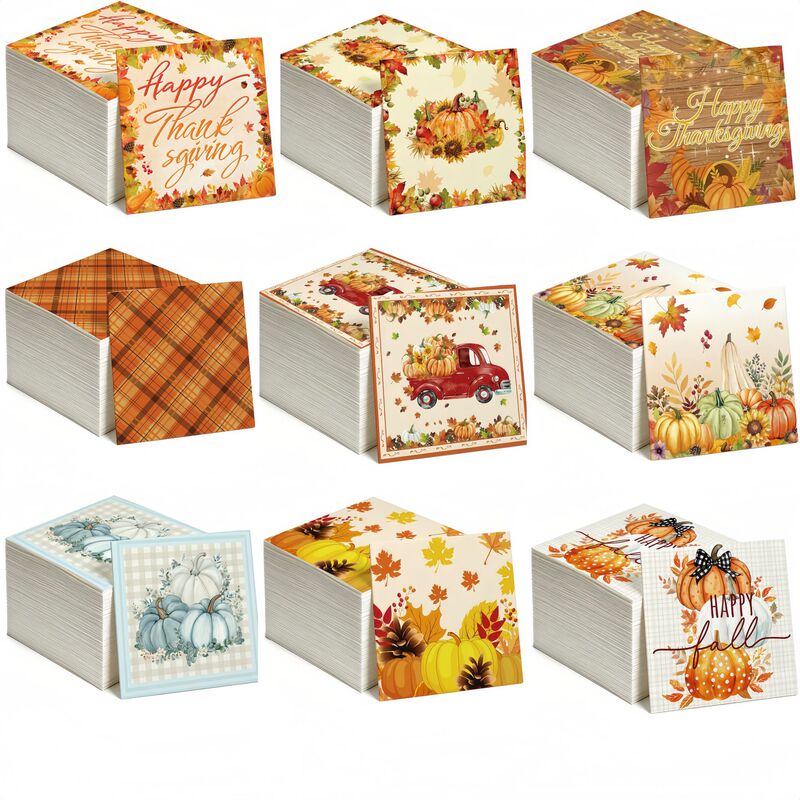 Cross-border bestseller Thanksgiving themed party napkins, autumn pumpkin and maple leaf decorative disposable eco-friendly paper napkins