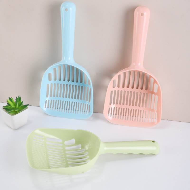 Pá para areia de gato com orifícios finos e espessos, superfície ampla e fácil de usar, feita de polipropileno (PP)._voghion.com