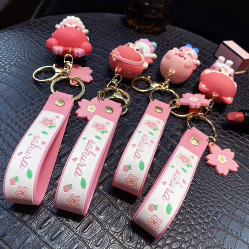 Creative cute pastel lovely girl keychain exquisite school bag car cute plush ornament keychain wholesale