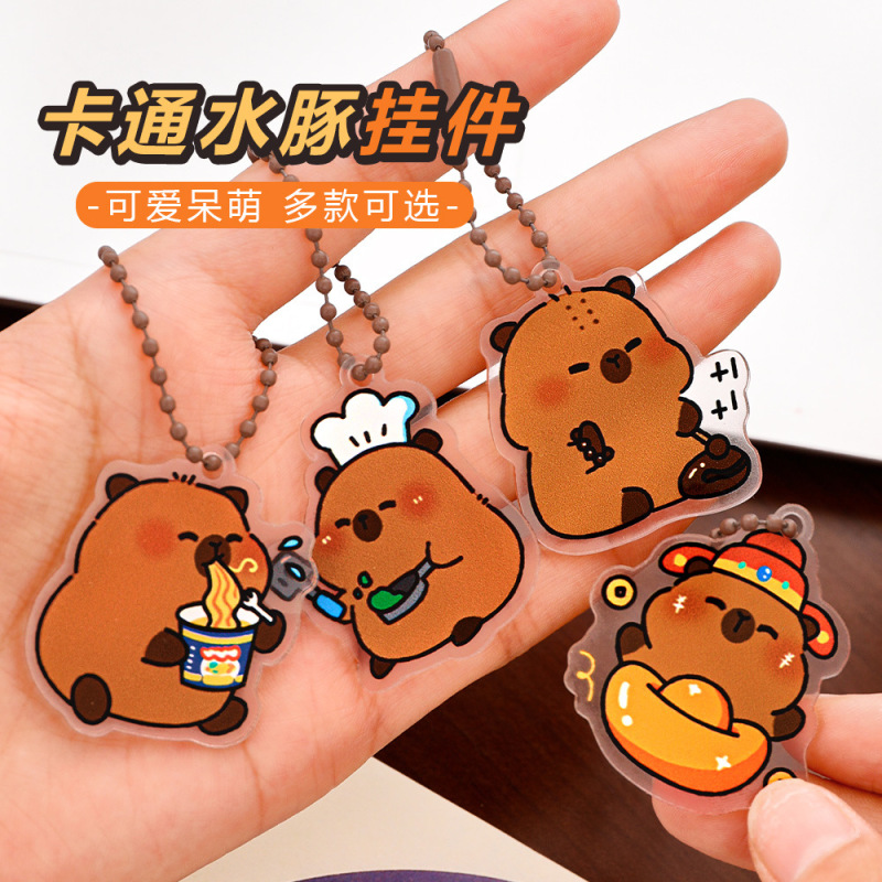 Cartoon Capybara Keychain Pendant Cute Girly Acrylic Keychain Ins Capybara Bag Charm