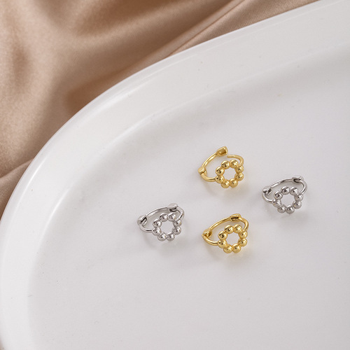 Under the Banyan Tree S925 Tremella Earrings for Women, Korean Style, Simple, Compact, Personalized, Round Hollow Pearl Earrings, Cold Style