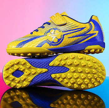 Zapatillas de Fútbol con Tacos para Niños de Cuero Artificial Ligeras con Cierre Adhesivo