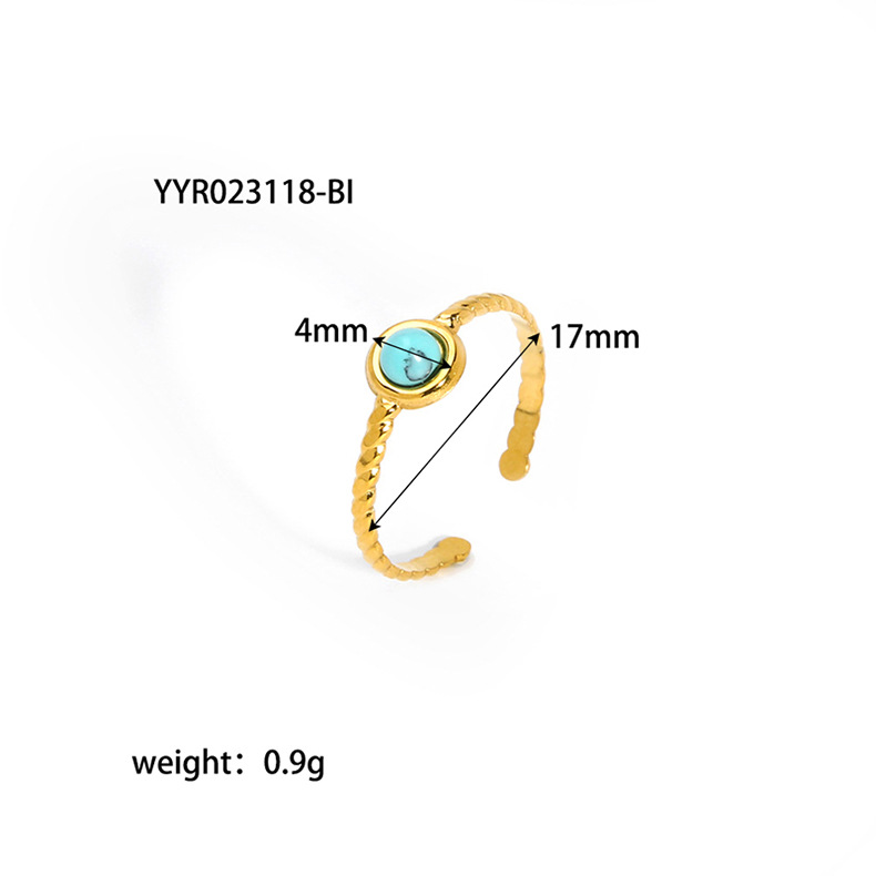 18K Gold Plating Color Adjustable Ring Size 1 Piece Quantity PVD Coated Real Gold Plated 18K Gold Water Droplets 304 Stainless Steel Retro Waterproof Non Tarnish Open Rings