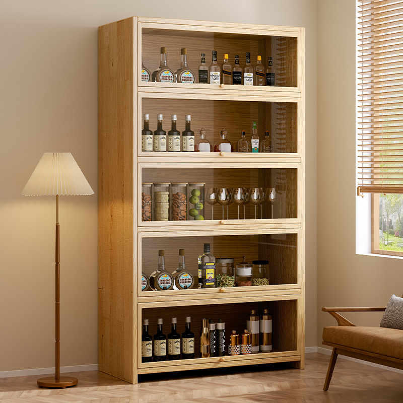 Gabinete de vino de madera sólida contra la pared sala de estar estante de exhibición estante de vino comercial 2023 nuevo estilo chino nuevo estilo doméstico