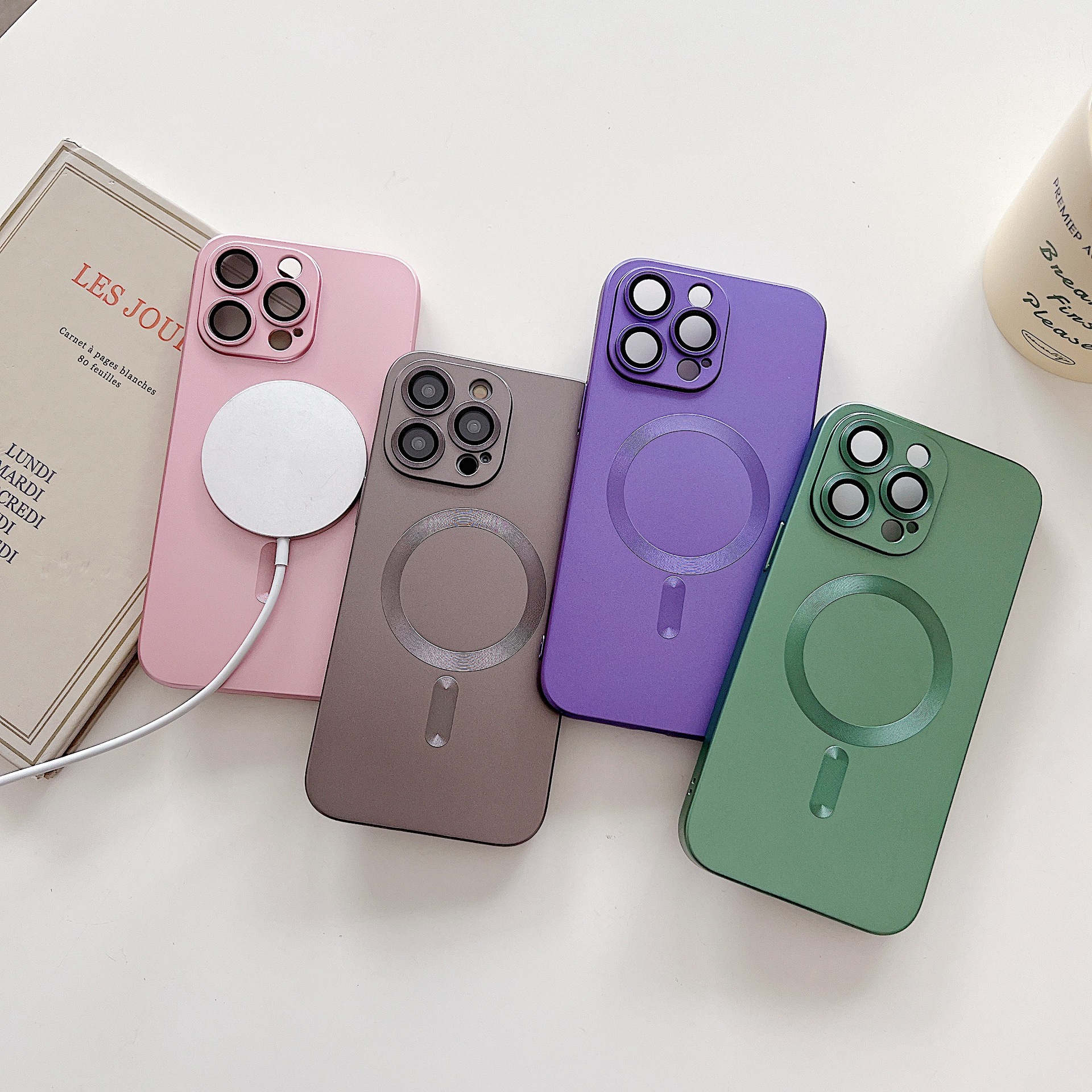 Metalllack-Magnetsauger, geeignet für Apple 14pro Telefon, iPhone 13promax, Komplettpaket mit Linsenfolie X Softcase_voghion.com