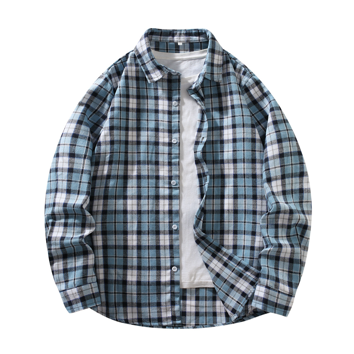 跨境欧美外贸男装亚马逊春秋冬新款格子休闲衬衣男士衬衫工厂直销