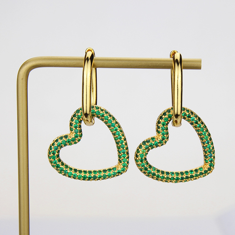 Fashion Color Zirconium Heart-shaped Earrings display picture 6