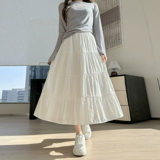 实拍胖半身裙女韩版字裙高腰显瘦拼接蛋糕裙百搭中长款裙子