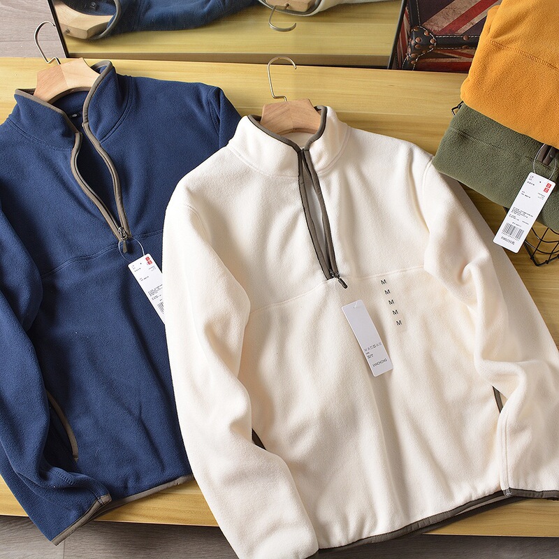 [Half zipper design] Autumn and Winter new men's fleece fashion warm pullover sweater sweater