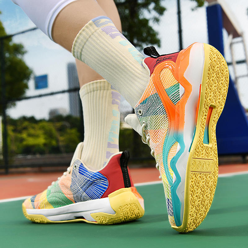 Shuihua 7ma generación malla transpirable antideslizante escotado zapatos de baloncesto de combate real hombres y mujeres amortiguadores y resistentes al desgaste pareja zapatos deportivos casuales