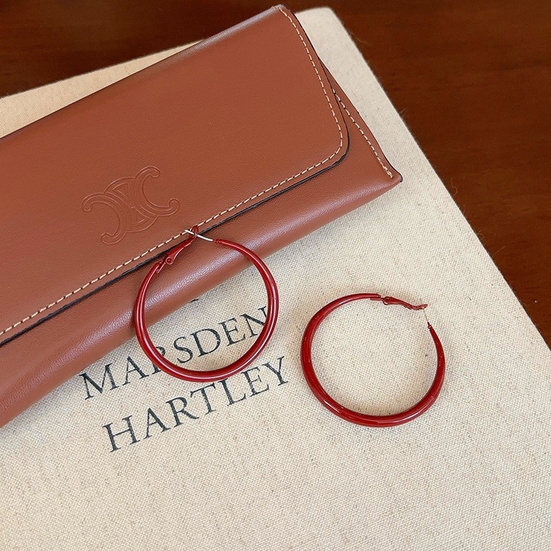 "Ancora Rojo" Retro anillo de orejas rojo mosquito bandeja de orejas clips sin agujeros de orejas pernos blanqueadores aretes de anillo grande