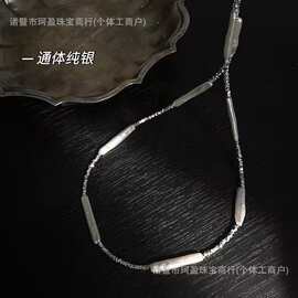 纯银高级感淡水小银条珍珠项链自带清冷感天然巴洛克碎银子项链