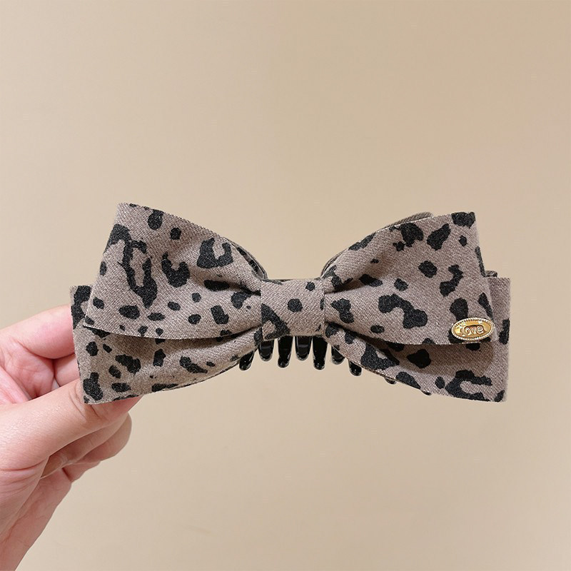 2#Light brown leopard print banana clip about 13cm
