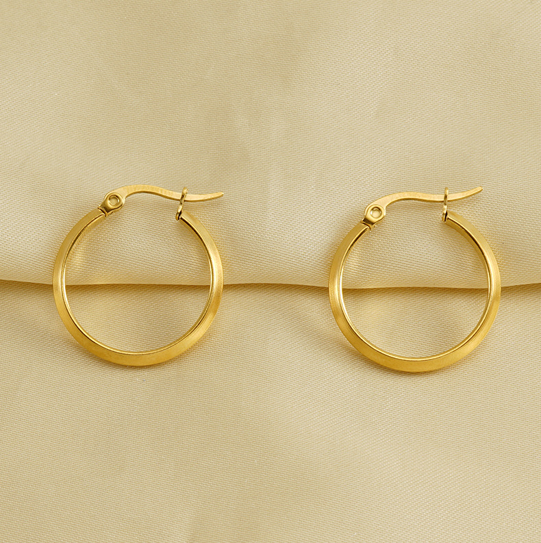 Style Simple Rond Acier Au Titane Plaqué Or Des Boucles D'oreilles 1 Paire display picture 4