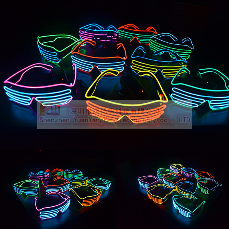 En stock LED gafas luminosas, EL luz fría gafas luminosas persianas de dos colores de luz fría gafas alegría Accesorios