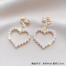 Fashion Imitation Pearls Tassel Clips Earrings Without