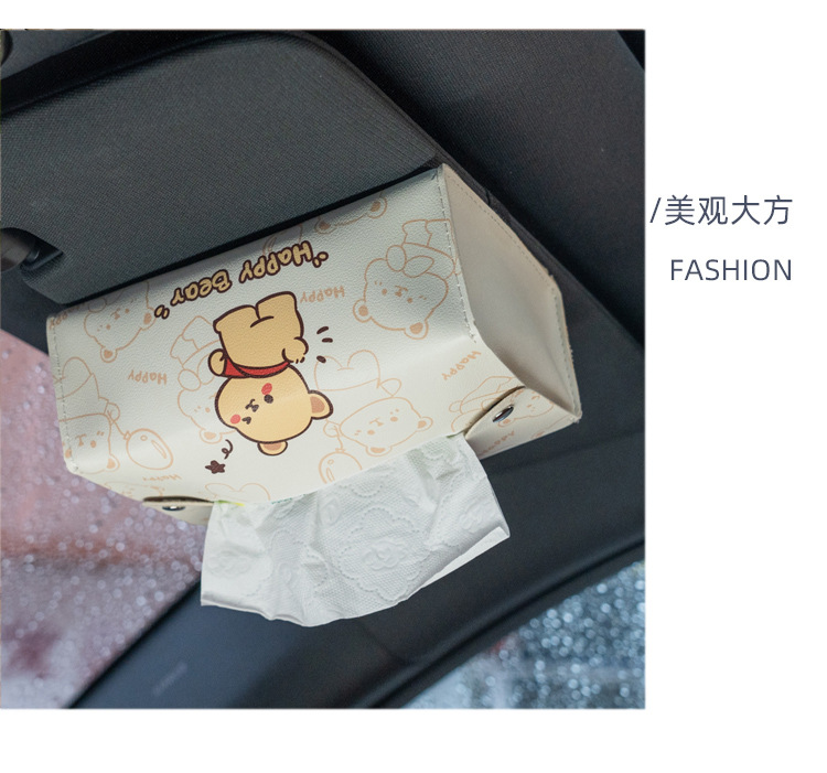 Small Pooh bear car tissue box hanging chair back car armrest box High Sense car storage Parcha tissue box