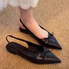 2025 春フレンチスタイルアプリコットポインテッドトゥシューズ女性のための春の妖精スティレットハイヒールニッチ包頭サンダル