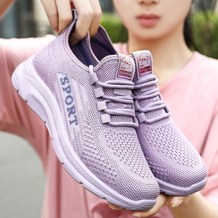 Women's Shoes 2025 Autumn New Style Fly-Knit Breathable Sports Shoes Polyurethane Lightweight Running Shoes Soft-Soled Casual Shoes Wholesale