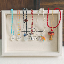 韩系编织绳长款吊坠项链配饰复古秋冬时尚简约叠戴毛衣卫衣链批发