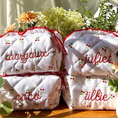 Etsy個性刺繍小清新レースさくらんぼ化粧バッグ砕花創意化粧品収納バッグ洗面バッグ