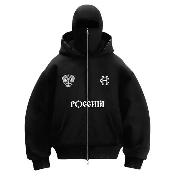 DIY Autumn Ins New Hooded Printed Sweatshirt Thin Velvet Jacket Men's and Women's Double Hats Autumn and Winter Couple Pure Cotton